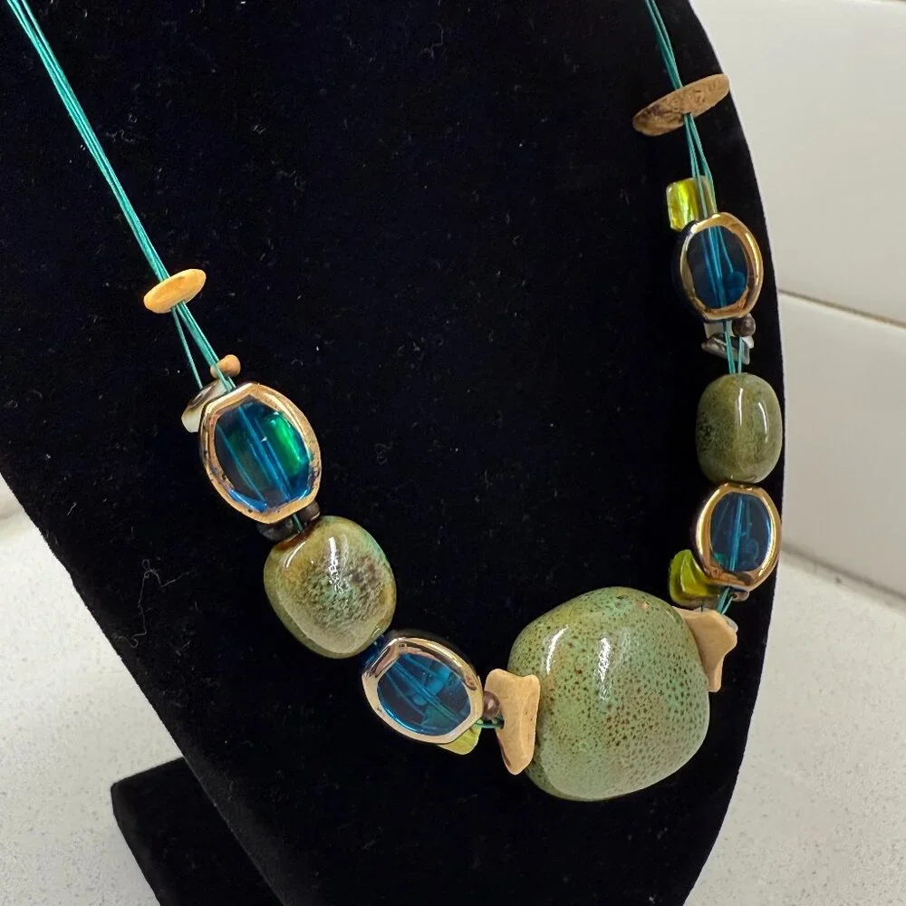 Artisan Mixed Materials Necklace Beachy Vibe